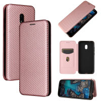 Nokia C1 Plus Case, EABUY Carbon Fiber Magnetic Closure with Card Slot Flip Case Cover for Nokia C1 Plus