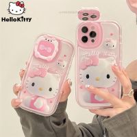 เคสโทรศัพท์ Qiqi,เคสสมาร์ทโฟน Sanrio Hello Kitty Iphone 13 12 11 Pro Max Xr Xsmax พร้อมกระจกแต่งหน้าน่ารัก Y2k เคสสีชมพูน่ารักสวยงาม