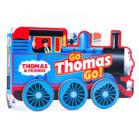 Thomas and friends go, Thomas, go! Thomas small train modeling Book Childrens early education puzzle picture book childrens English Enlightenment toy book wheels can run