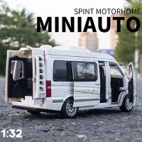 1:32โมเดลรถสปรินเตอร์ MPV Van Spint RV รถโลหะผสมรถของเล่นสะสมโลหะลูกบอลลอยได้มีไฟและเสียงสำหรับเด็ก