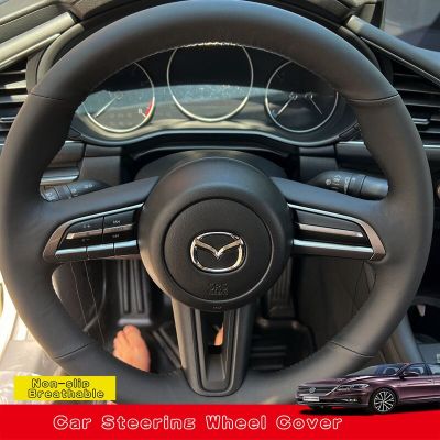 DIY เคสพวงมาลัยรถยนต์หนังไมโครไฟเบอร์สำหรับ CX30 CX-30มาสด้า2019-2020 Mazda 3 Axela 2019-2020ภายในรถ