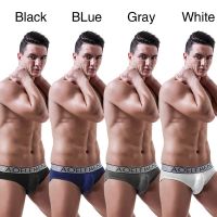 Mens Breathable Letter Briefs Low Waist Elastic Briefs