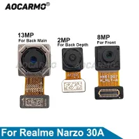 Aocarmo สําหรับ Realme Narzo 30A ด้านหลัง 13MP หลักด้านหลัง + ความลึก + 8MP กล้องด้านหน้าโมดูล Flex Cable อะไหล่