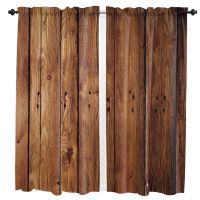 【HOT】☼ Planks Wood Grain Window Curtains for Room the Bedroom Interior Decoration Drapes