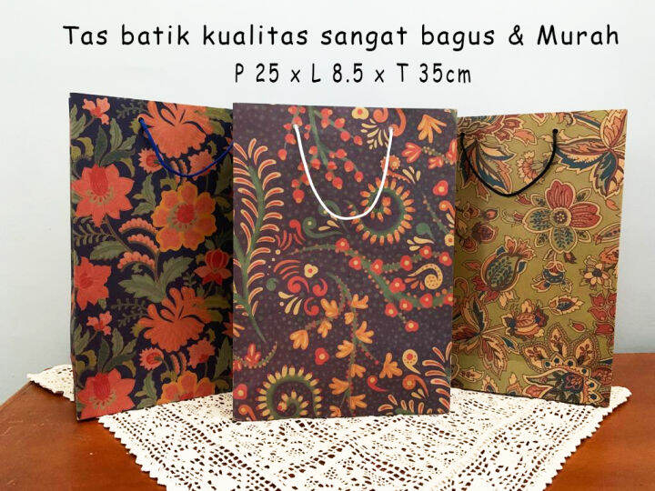 Paperbag BATIK Isi 12 Paper Bag Motif Ukuran 25 X 35 Tas Kertas Kraft ...