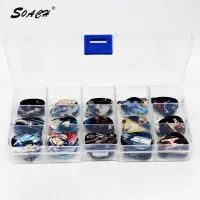 SOACH New arrivals Hot 100PCS 0.46-1.0mm guitar picks pick Mixed 15 grids box plectrum mix pick thicknesses parts Multi-color