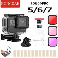 เคสกระเป๋ากล้องกันน้ำ Gopro Hero 5 6 7สีดำสำหรับ Go Pro ขับรถใต้น้ำ5 6ฝาครอบป้องกันดำน้ำอุปกรณ์เสริมกล้องแอคชั่นแคมเมรา