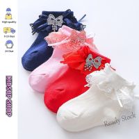 【hot sale】 ▼ C10 KIDSUP-Infant Baby Girls Ruffle Socks Sweet Style Eyelet Frilly Lace Princess Dress Ankle Socks with Bow