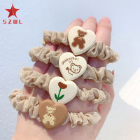 Hair Rope Cloth Sweet Cartoon Pattern Heart Shaped Badge Ornament Large Simple Scrunchies