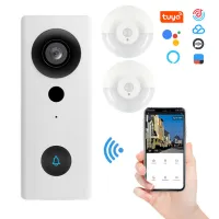 【จัดส่งภายใน 24 ชม】Tuya Video Doorbell WiFi 1080P HD Chime Smart Home DIY Need Wiring Intercom Phone Call View Waterproof Security Door Bell Camera
