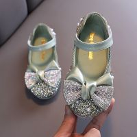 Childrens Shoes for Girls Rhinestone Bow Princess Girls Party Dance Shoes New Children Leather Shoes Baby Student Flats Shoes