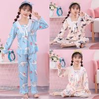 〖Gesh department store〗New Sanrioed Cinnamoroll Pajamas Kawaii Mymelody Kuromi Anime Cartoon Kids Sleepwear Boys Girls Spring Autumn Home Clothing Gift