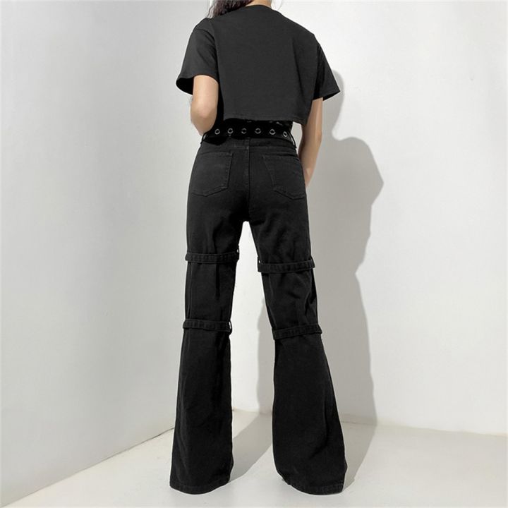 Emo Dark Cyber Y2k Pants Hippie Cargo Bodycon Gothic Punk Alt Baggy Jeans  Rivets Black Women Goth Hip Hop Kpop Academia Pants