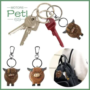 Highland Cow Keychain Cattle Key Fob Genuine Leather Bag -  in 2023