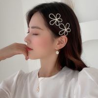 Women Flower Hairpins Hair Accessories Korean Fashion Rhinestone Simulation Pearl Silver Color Barrettes Clips For Girls Jewelry