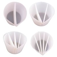 4Pc Silicone Split Cups Silicone Measuring Cups for Paints Pouring Acrylic Paint Pour Cup 2/3/4/5 Channels Dividers DIY Epoxy Resin Tools White