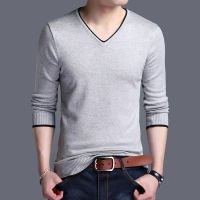 Stylish Solid Color V-Neck All-match Spliced Knitted Korean Sweater Mens Clothing 2022 Autumn New Casual Pullovers Warm Tops