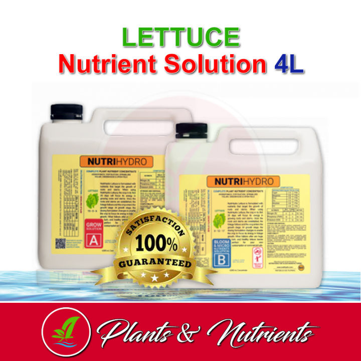 NutriHydro Lettuce Nutrient Solution A+B 4L (4000mL) | For Hydroponics ...