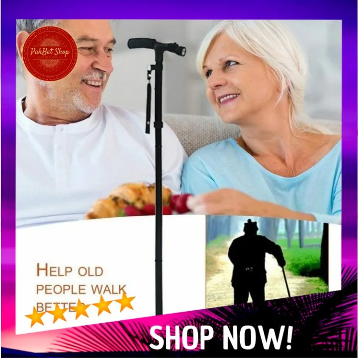 Trusty Cane Folding LED Light Quad Cane Walking Stick with Flash Light