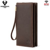 ZZOOI 100% Genuine Leather Women Wallet Fashion Tassel Clutch Bag RFID Blocking Card Holder Long Purse For Men With Zipper Coin Pocket