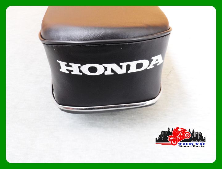 honda-c200-black-complete-double-seat-assy-with-chrome-trim-เบาะ-เบาะรถมอเตอร์ไซค์-สีดำ-ผ้าเรียบ-มีคิ้วโครเมี่ยม-สินค้าคุณภาพดี