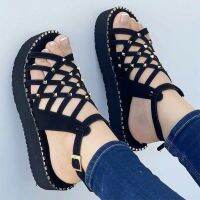 【CW】 Sandals Fashion Rivet Flat Heels Shoes Heeled Platform Sandalias Mujer Shipping