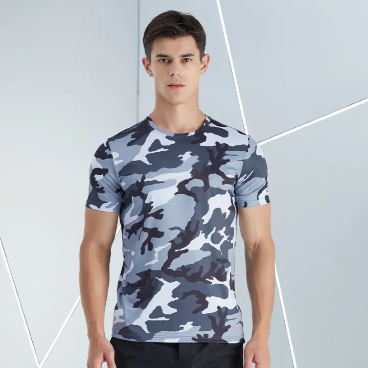 ACTIVE-DRY Men T-Shirt Camouflage Military Style Fitness Tight Sportswear |  Lazada PH