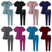 Stretchy Spandex Medical Scrub Set Hospital Uniform Scrubs Medical Uniform Women Dental Clinic Doctor Medical Clothing for Women