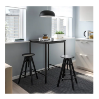 Bar table and 2 bar stools, black/black 67x67 cm.