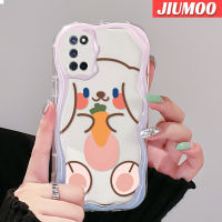 เคส JIUMOO สำหรับ OPPO A52 A92 A72 4G เคสลายการ์ตูนน่ารักยิ้มโชคดีเนื้อครีมกระต่ายขอบนุ่มเคสมือถือกันกระแทกแบบใสที่สร้างสรรค์เคสโปร่งใสลายกล้องถ่ายรูปซิลิกาเจลฝาครอบป้องกัน