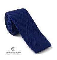 Giorgio Del Sarto Knitted Necktie Blue with Fabric Texture เนคไทไหมพรมสีน้ำเงินมีเท็กเจอร์