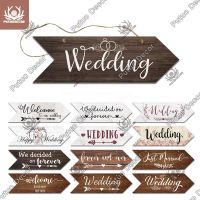 ❐▪ Putuo Decor Wedding Arrow Wooden Sign Wood Plaque Welcome Guide Board for Marry Wedding Scene Sweet Love Hanging Irregular Sign