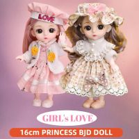 Scale 1:12 16cm Princess BJD Doll with Clothes and Shoes Movable 13 Joints Cute Sweet Face Lolita Girl Gift Child Toys for Kids