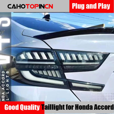 อะไหล่รถยนต์ไฟท้ายไฟท้ายแต่งรถสำหรับ Honda Accord 10 2018 2019ไฟท้าย DRL + สัญญาณไฟเลี้ยวแบบไดนามิก + ย้อนกลับ + เบรค LED 87Tixgportz