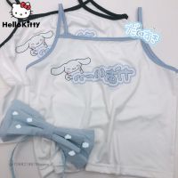 Sanrio Cinnamoroll เสื้อ Y2k ลายการ์ตูนน่ารักเสื้อกล้ามครอปสไตล์เกาหลีเสื้อกั๊กขนาดเล็กฤดูร้อนสำหรับผู้หญิง