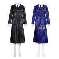 2 Color Anime Addams Blue Wednesday Cosplay Costume Girl School Black Uniforms Suit Dress Woman Halloween Party Clothes