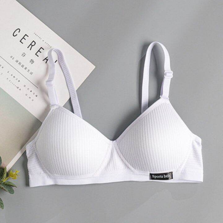 female-no-steel-ring-gather-bra-women-breathable-cotton-bras-underwear-pure-color-casual-students-developmental-push-up-bralette