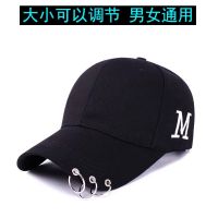 COD tjjs079 Hat male cap tide iron ring couple student street sun hat su帽子男鸭舌帽潮铁环情侣学生街头太阳帽防晒遮阳棒球帽女浪潮男装2.27