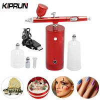 【Ready stock】KIPRUN Auto Airbrush Kit Rechargeable Handheld Dual-Action Mini Air Compressor Airbrush Set with 0.4mm Nozzles, Portable Cordless Airbrush with Low Noise for Makeup, Tattoo, Nail Art