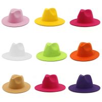 [Hana Clothing Store] จัดส่งฟรี U Nisex สีทึบ Fedora หมวกผู้หญิง39; S 21สีปีกกว้างแจ๊สหมวกด้านบนฤดูใบไม้ร่วงฤดูหนาวอังกฤษย้อนยุคปานามาหมวก