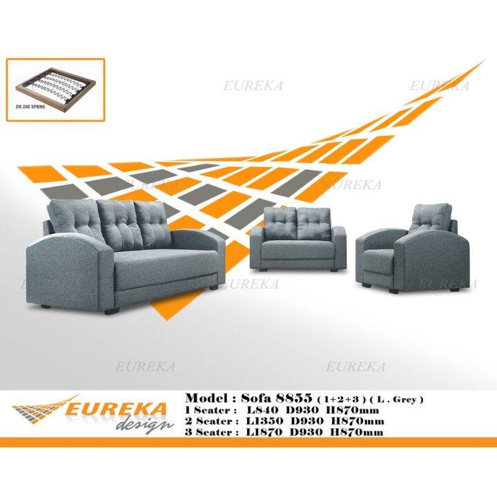 EUREKA Sofa Set Couch Modern Upholstery Fabric Wood Living Room 8855