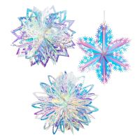 Iridescent Party Hanging Ornament Christmas Tree Star Decorative Snowflake Snow Ball Event Decor for Birthday Wedding Decoration