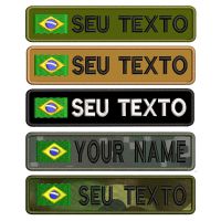 Brazil Flag Personalized Name Patch Embroidered Name Tag Text Sew or Hook Backing for Uniform Hat Morale Bag Pet Collar Harness