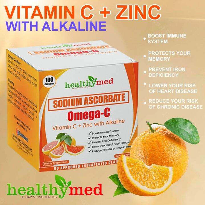 Healthymed Sodium Ascorbate Omega C Vitamin C + Zinc with Alkaline