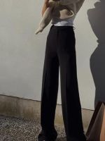 Women Mopping Trousers All-Match Office Slim Ladies Straight Casual Solid Color Pants with Pockets 2022 Spring New