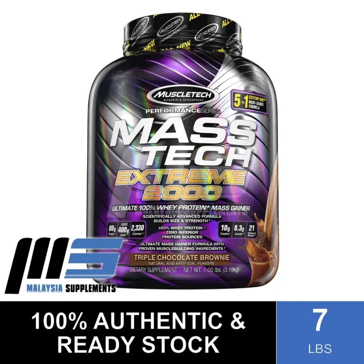 The New ☢ Muscletech Mass Tech Extreme 2000 7lbs Mass Gainer Muscle Builder Whey Protein Powder 1693