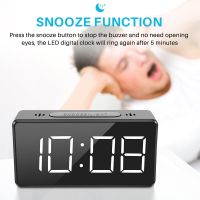 Small Mini Digital Alarm Clock for Travel with LED Time or Temperature Display, Snooze, Adjustable Brightness, Simple Operation, 12/24Hr