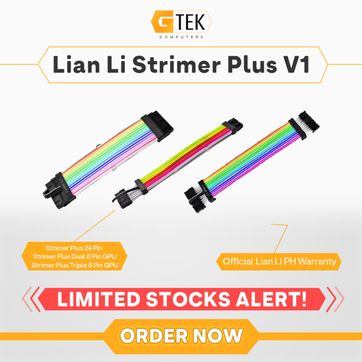 Lian Li Strimer Plus V1 ARGB PSU Extension Cables 24-Pin 8-Pin 200M PSU ...