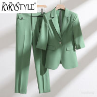 RYRYSTYLE 2023ใหม่กางเกงสูทมืออาชีพแขนยาวปานกลางสำหรับผู้หญิงเสื้อสูท23931สำหรับสัมภาษณ์