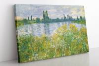 Claude Monet Bank Of The Seine Vetheil ศิลปะบนผืนผ้าใบสำหรับติดกำแพง1ชิ้นกรอบด้านในหรือไร้กรอบ